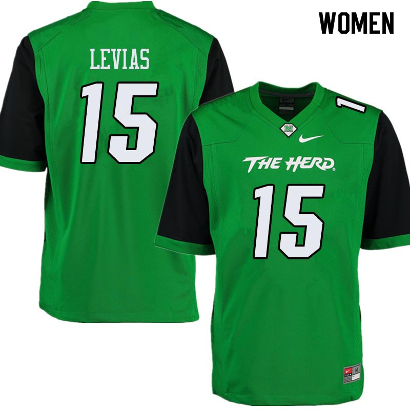 Women #15 Armani Levias Marshall Thundering Herd College Football Jerseys Sale-Green